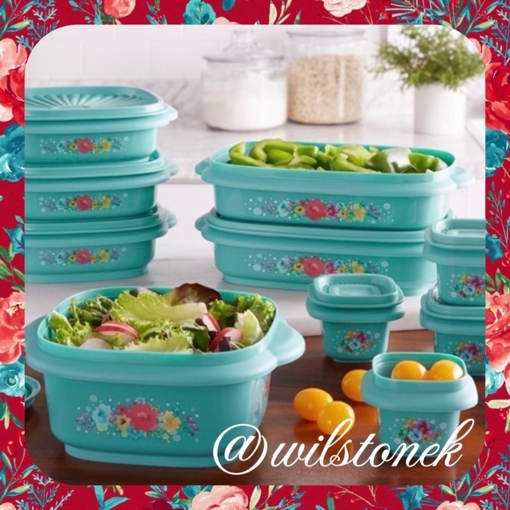 The Pioneer Woman 20 piece assorted Breezy Blossoms storage set. - Picture 1 of 7